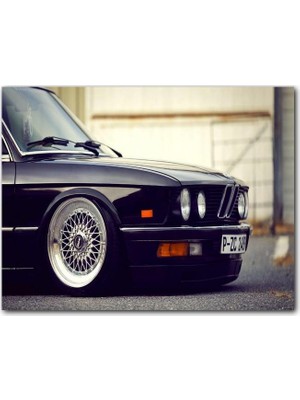Cakatablo Ahşap Tablo BMW E 28 Siyah Sağ Ön Detay