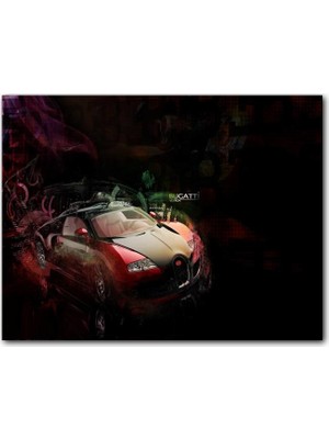 Cakatablo Ahşap Tablo Bugatti Veyron Karanlık Arkaplan
