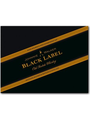 Cakatablo Ahşap Tablo Siyah Zemin Johnnie Walker Black Label Logo