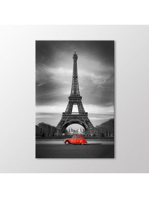Arty Tablo Eyfel Kulesi Kırmızı Araba Tablo