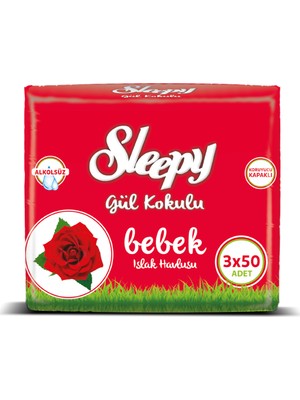 Sleepy Gül Kokulu Islak Mendil 3 Adet (3x50 Yaprak)