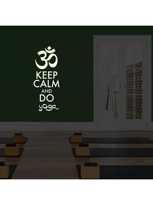 Asilmeydan Keep Calm And Do Yoga, Yazılı Fosforlu, Karanlıkta Parlayan, Dekoratif, Duvar Sticker
