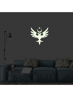 Asilmeydan Çift Başlı Kartal Fosforlu, Karanlıkta Parlayan, Dekoratif, Duvar Sticker