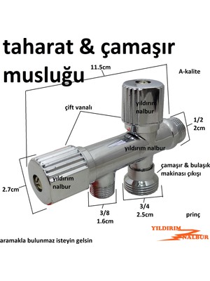 Yıldırım Taharat Musluğu Çift Çıkış Çamaşır Musluğu Bulaşık Makinası Musluğu