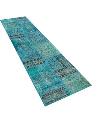 Allmode El Dokuma Yün'lü Türk Patchwork Halı Mtl Ölçü;80 x 200