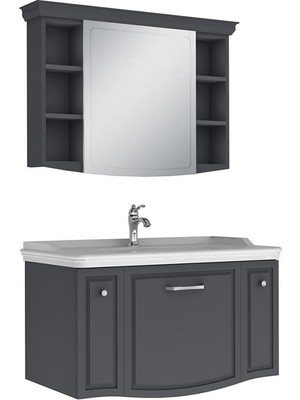 Kale Arte+ 100 cm Banyo Dolabı Takımı Mat Antrasit (Krom Kulp)
