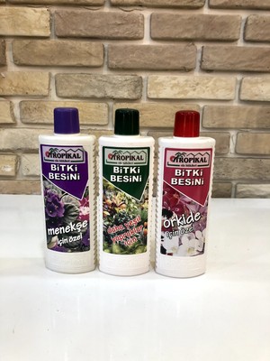 Tropikal Bitki Besini 3 'lü Set  (Orkide-Menekşe-Yeşil Yapraklılar Için )