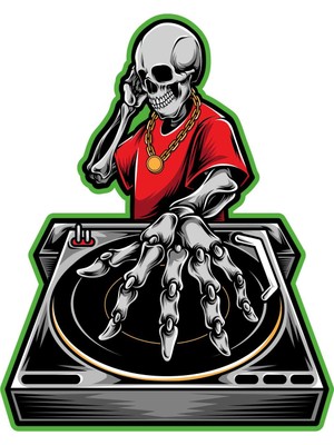 Sticker Atölyesi Kurukafa Dj Skull Müzik Sticker - 19097