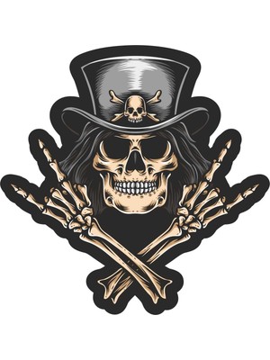 Sticker Atölyesi Kurukafa Rock & Roll Müzik Sticker - 13118