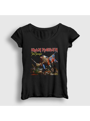 Presmono Kadın Siyah Trooper Iron Maiden T-Shirt
