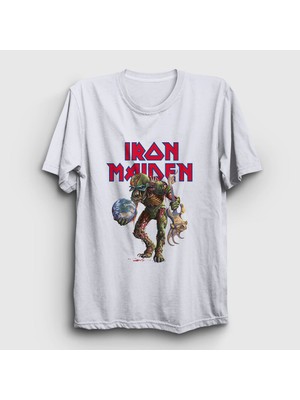Presmono Unisex Beyaz World Iron Maiden T-Shirt
