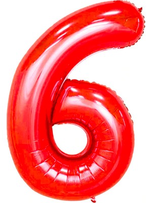 Partijet 6 Rakam Kırmızı Folyo Balon 100 cm