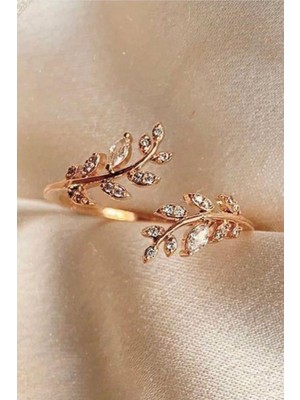Melodi 14K Rose Gold Kaplama Akasya Çiçeği Kadın Yüzük