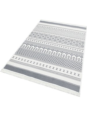 Eko Halı Arya Ar 07 Grey Yıkanabilir Pamuk Çift Taraflı Kilim