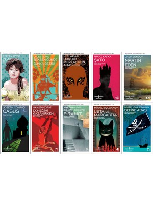 İş Bankası Modern Klasikler Dizisi 10 Kitap Set (Clarissa, Seksen Günde Dünya Gezisi, Doktor Moreau'nun Adası, Şato, Martin Eden, Casus, Ekmeğimi Kazanırken, Piramit, Usta ve Margarita, Define Adası)