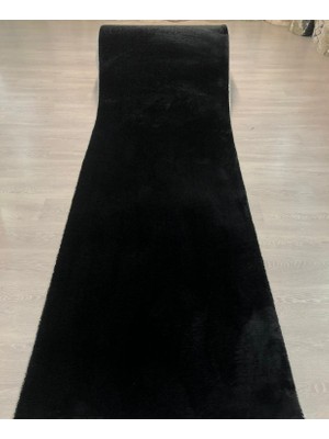 Siyah Kaymaz Taban  Jel Yolluk Post (Peluş) Halı 100 X 180