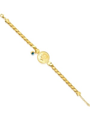 Sembol Gold Ata Yarımlı Gözlü Altın Bileklik Pullu Zincir
