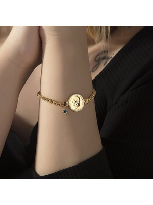 Sembol Gold Ata Yarımlı Gözlü Altın Bileklik Güverse Zincir