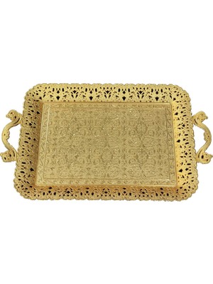 Akmetal Altın Telkari Model Çay Kahve Tepsisi Şık Tasarım