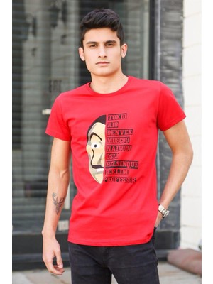 Madmext Baskılı Bordo Tişört 4016