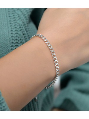 Papatya Silver 925 Ayar Gümüş Rodyum Zincir Bileklik