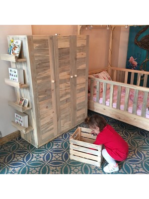 Hamira Masifhayat Montessori Masif Ahşap Çocuk Dolabı Kapaklı