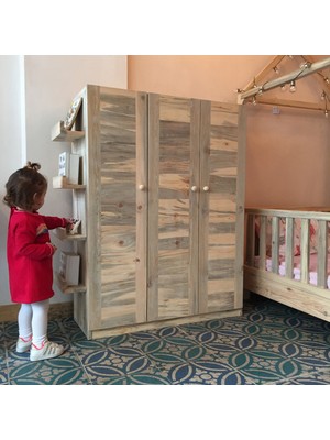 Hamira Masifhayat Montessori Masif Ahşap Çocuk Dolabı Kapaklı