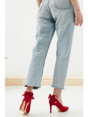 Mio Gusto Eliza Kırmızı Fiyonklu Topuklu Ayakkabı