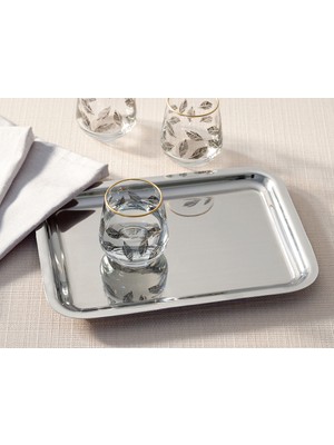 English Home Shiny Metal Tepsi 22 x 16 cm Gümüş