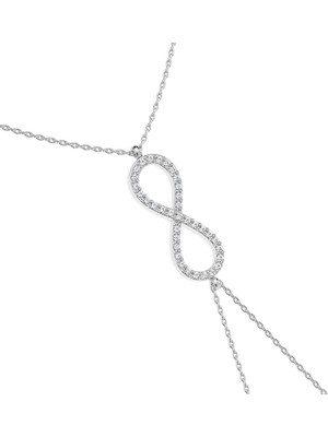 İndigo Takı Taşlı Sonsuzluk Beyaz Gümüş Şahmeran