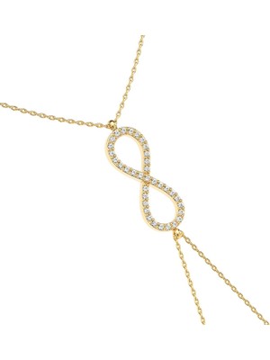 İndigo Takı Taşlı Sonsuzluk Altın Kaplama Gümüş Şahmeran