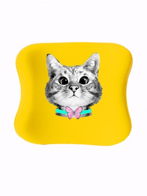 Officeküp Uzaktan Eğitim Çocuk Çalışma Masası Sandalyesi Visco Bel Yastığı - Sarı Kedi