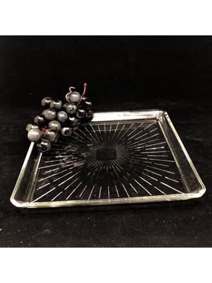 Paşabahçe Madlen Kare Cam Servis Tabağı 24x24 cm Şık Desenli Cam Malzeme