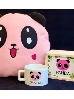 Giftmoda Pembe Panda Tasarımlı Kutulu Kupa ve Yastık Set