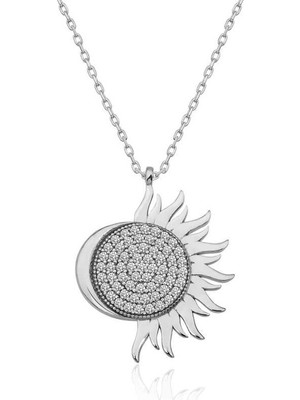 Ervanur 925 Ayar Rodyum Kaplama Gümüş Güneş Kolye