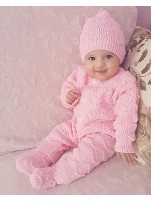 by BebekOdam Bebekodam Bereli Triko Kız Bebek Tulumu - Pembe