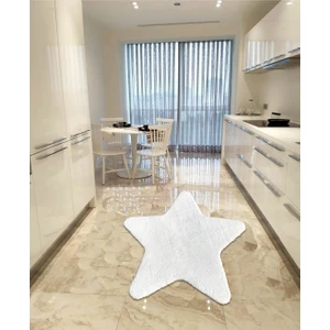 Balat Halı Dekoratif Beyaz Yıldız Şekilli Peluş Post Yumuşak Halı