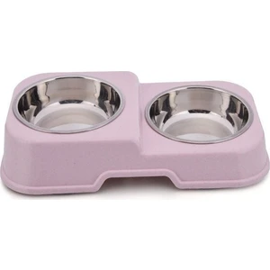 Kedi Köpek Çelik Kaseli Mama ve Su Kabı Pembe