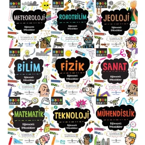Eğlenceli Etkinlikler 9 Kitap Set Stem (Matematik-Bilim-Meteoroloji-Jeoloji-Robotbilim-Teknoloji-Sanat-Fizik-Mühendislik)