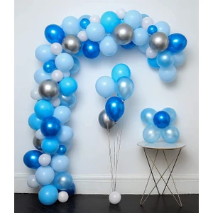 Parti Furyası Balon Zinciri -Mavi Gümüş Balon Zincir Set