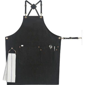 Medusa Forma Kişiye Özel Nakışlı Boyundan Askılı Mutfak Iş Önlüğü Barista Master Chef Garson Önlük - Siyah