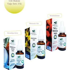 Çalıkoğlu Bitkisel Ürünler Cilt Bakım Yağı 3'lü Set Hindistan Cevizi Yağı + Kantaron Yağı + Tatlı Badem Yağı 20 ml