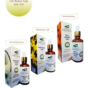 Çalıkoğlu Bitkisel Ürünler Cilt Bakım Yağı 3'lü Set Hindistan Cevizi Yağı + Kantaron Yağı + Tatlı Badem Yağı 50 ml