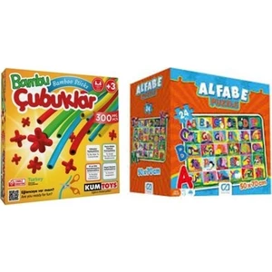 Bambu Çubukları ve Ca Alfabe Yer Puzzle (2'li Set)