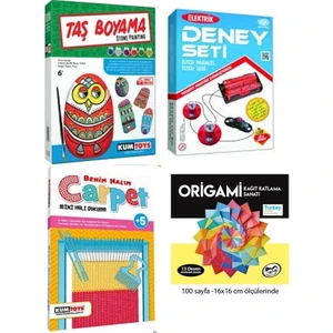 Taş Boyama+Deney Seti+Halı Dokuma+Origami (4'lü Set)