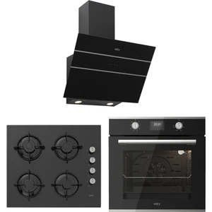 Siyah Cam Ankastre Set (AEF6605B01 Fırın + ACO5335B01 Ocak + 3473B6 Plus Davlumbaz)