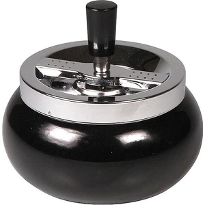 Bas-Çevir Metal Hazneli Küllük Siyah 13cm