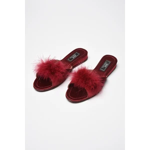 Kadın Bordo Gelin Çeyiz Terliği