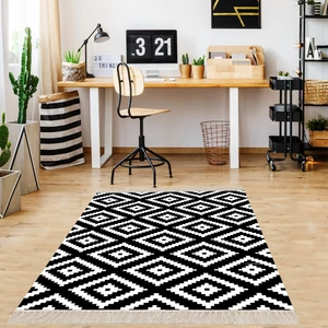Bona Fortuna Geometrik Baklava Dilimi Karo Desenli Dijital Baskı Yıkanabilir Kaymaz Taban Modern Salon Halısı