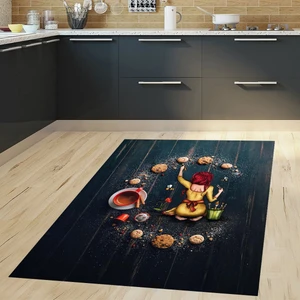 Bona Fortuna Yemek Pişiren Kadın Dijital Baskı Yıkanabilir Kaymaz Taban Leke Tutmaz Mutfak Halısı
